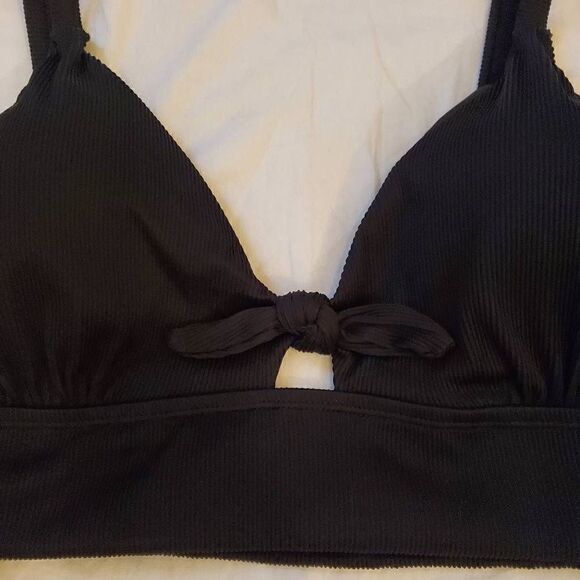 NWT Wave Zone Black Ribbed Bikini Top 2X - Picture 2 of 8